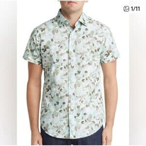 Rodd & Gunn Carters Beach Cotton Floral Short Sleeve Button Up Shirt Mint Sz 3XL